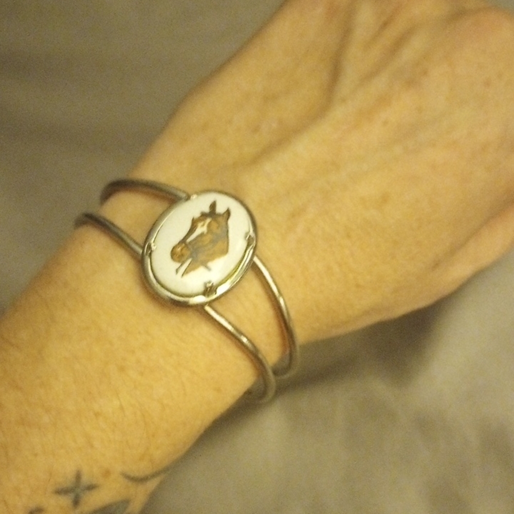 Silver Horse Cuff Bracelet, EUC